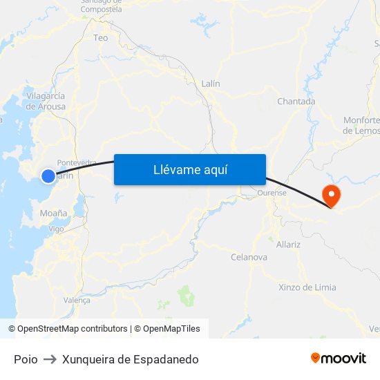 Poio to Xunqueira de Espadanedo map