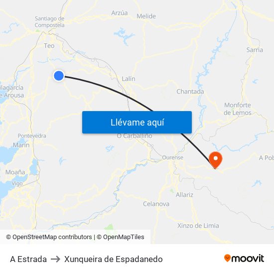 A Estrada to Xunqueira de Espadanedo map