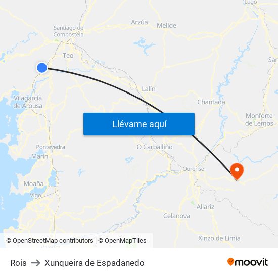 Rois to Xunqueira de Espadanedo map