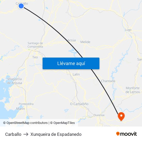 Carballo to Xunqueira de Espadanedo map