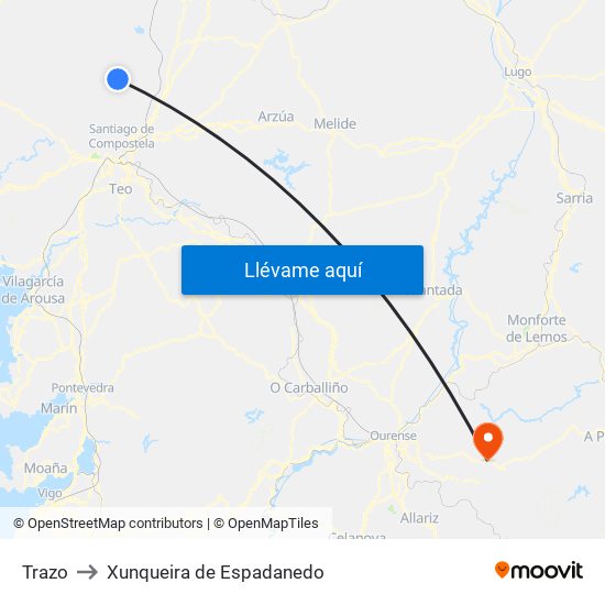 Trazo to Xunqueira de Espadanedo map