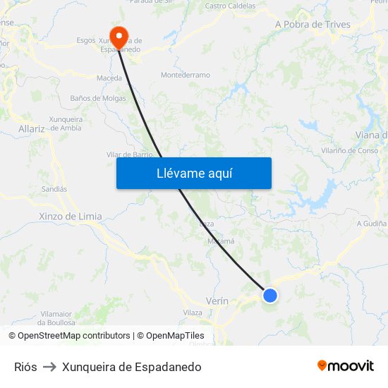 Riós to Xunqueira de Espadanedo map