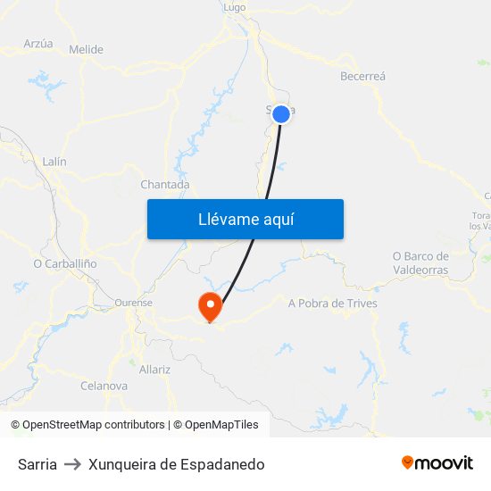 Sarria to Xunqueira de Espadanedo map