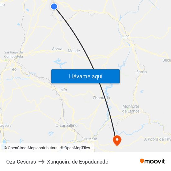 Oza-Cesuras to Xunqueira de Espadanedo map