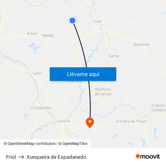 Friol to Xunqueira de Espadanedo map