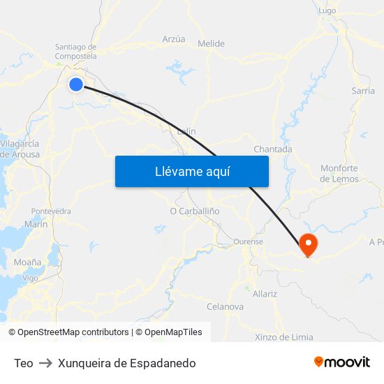 Teo to Xunqueira de Espadanedo map