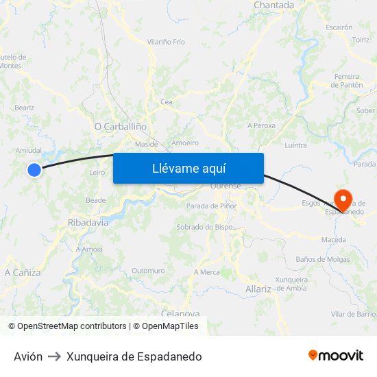 Avión to Xunqueira de Espadanedo map