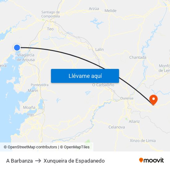 A Barbanza to Xunqueira de Espadanedo map
