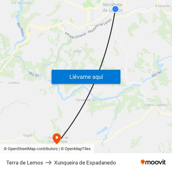 Terra de Lemos to Xunqueira de Espadanedo map