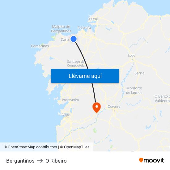 Bergantiños to O Ribeiro map