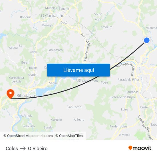 Coles to O Ribeiro map