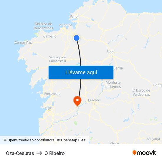 Oza-Cesuras to O Ribeiro map