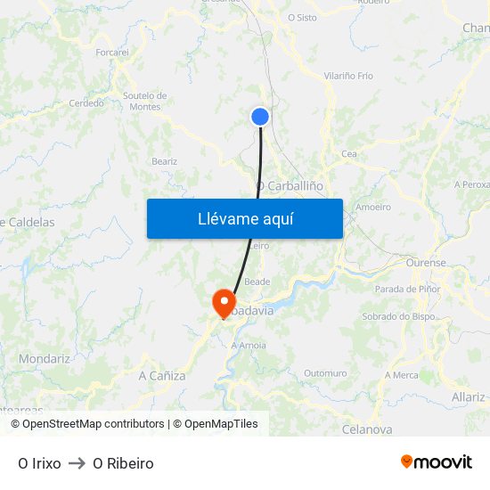 O Irixo to O Ribeiro map