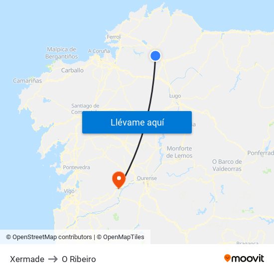 Xermade to O Ribeiro map