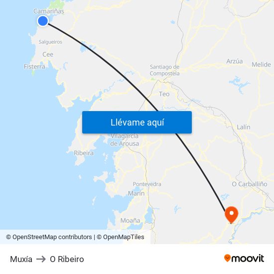 Muxía to O Ribeiro map