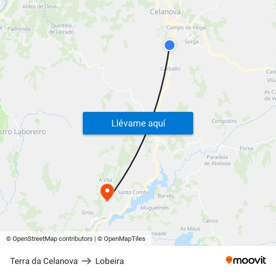 Terra da Celanova to Lobeira map
