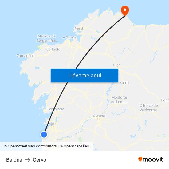 Baiona to Cervo map