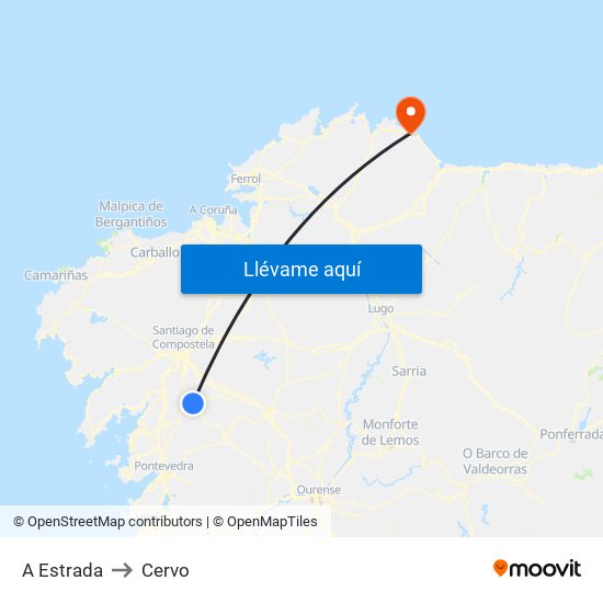 A Estrada to Cervo map