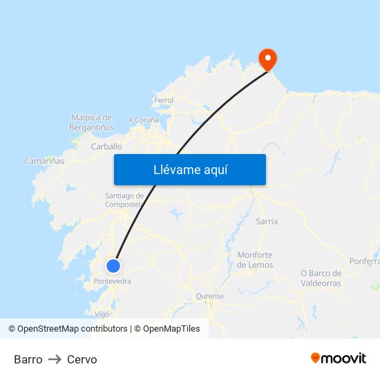 Barro to Cervo map
