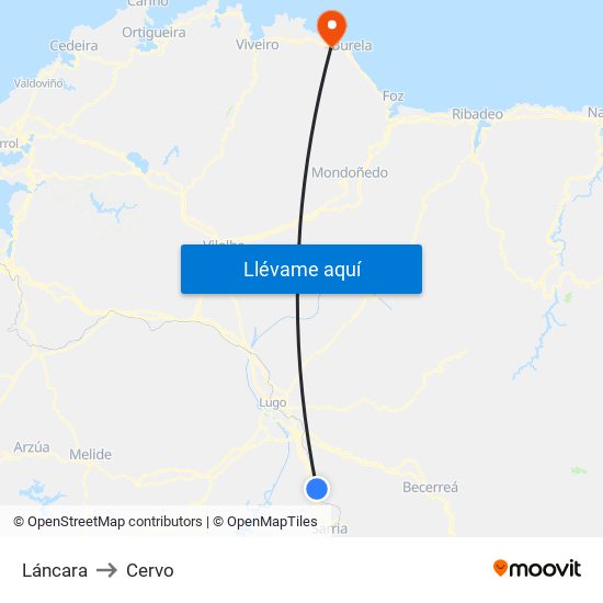 Láncara to Cervo map