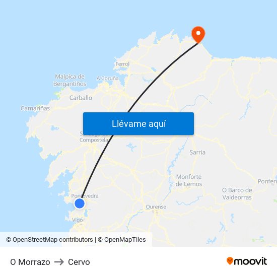 O Morrazo to Cervo map