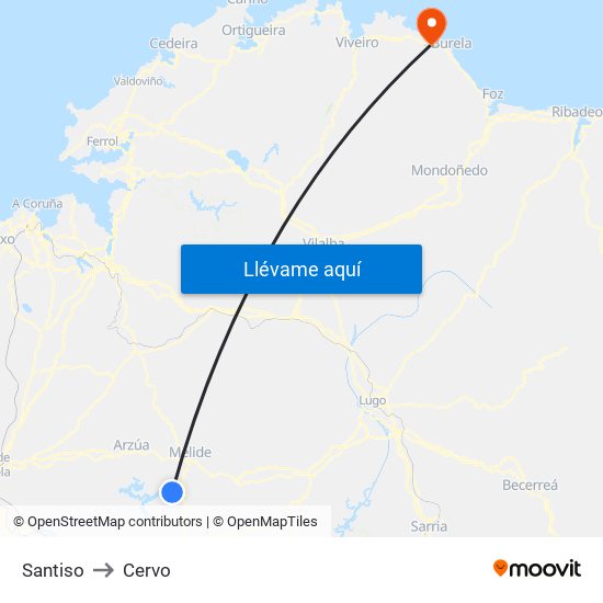 Santiso to Cervo map