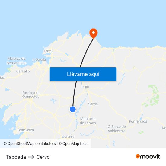 Taboada to Cervo map