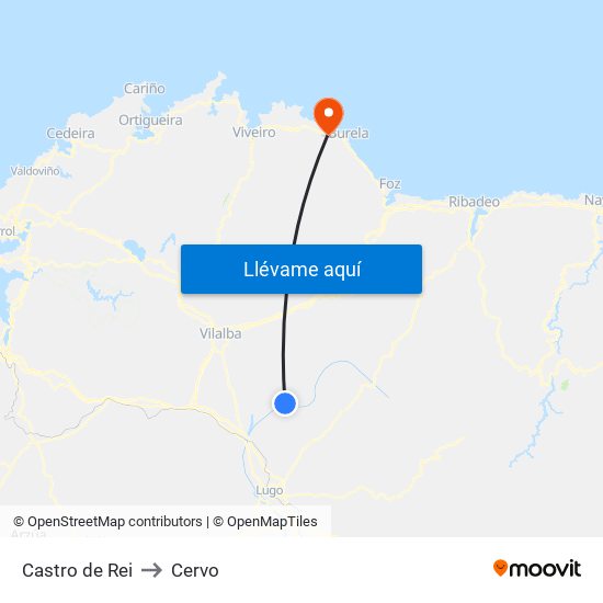 Castro de Rei to Cervo map
