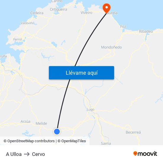 A Ulloa to Cervo map