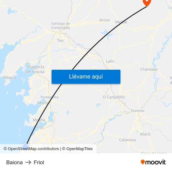 Baiona to Friol map