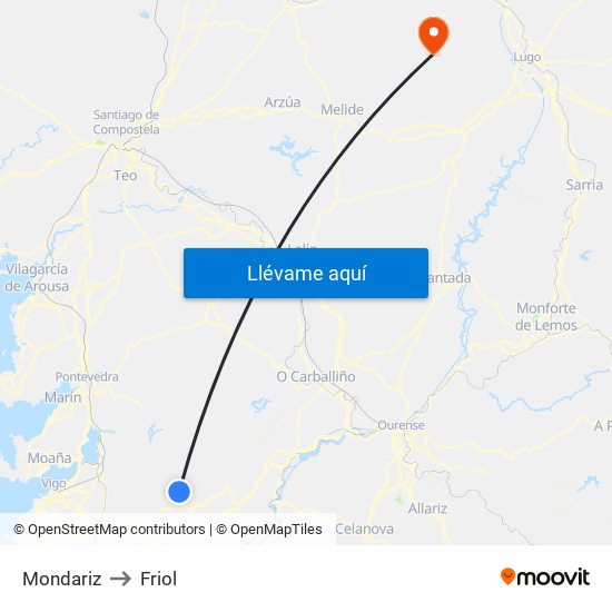 Mondariz to Friol map