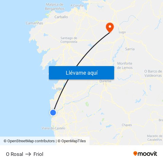 O Rosal to Friol map