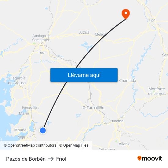 Pazos de Borbén to Friol map