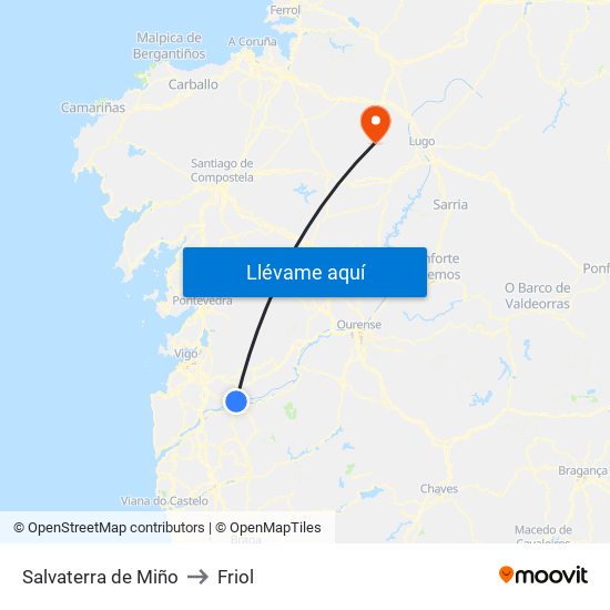 Salvaterra de Miño to Friol map