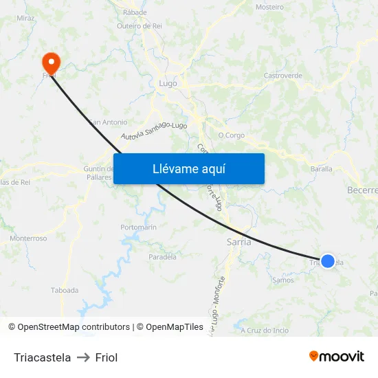 Triacastela to Friol map