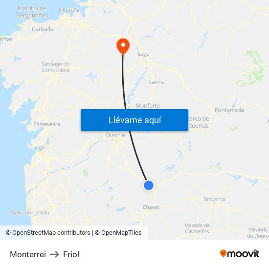 Monterrei to Friol map