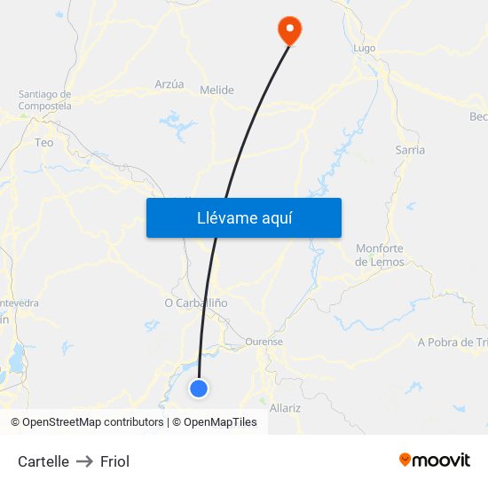 Cartelle to Friol map