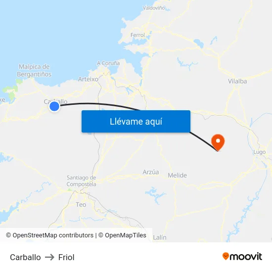 Carballo to Friol map