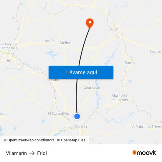 Vilamarín to Friol map