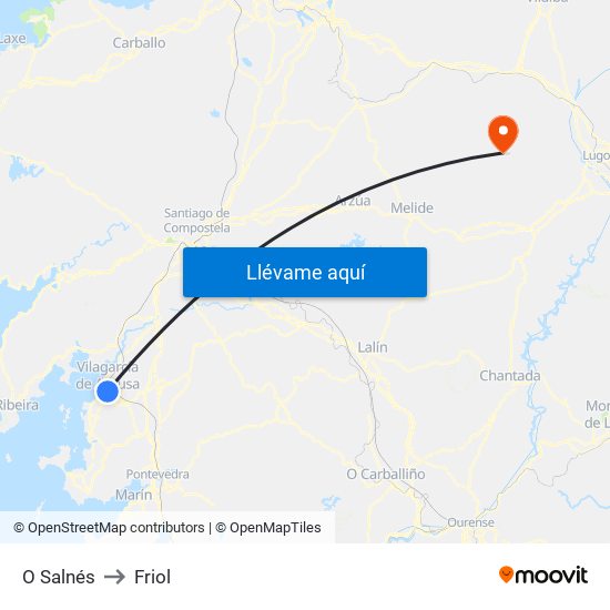O Salnés to Friol map