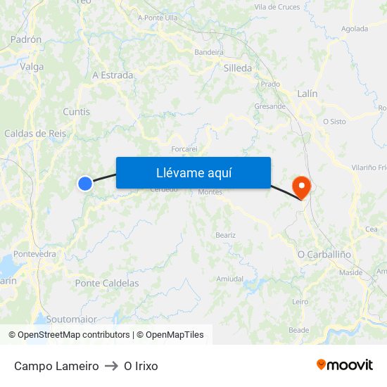 Campo Lameiro to O Irixo map