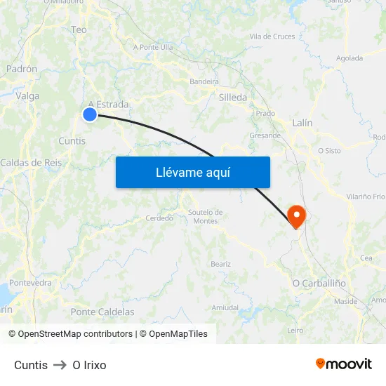 Cuntis to O Irixo map