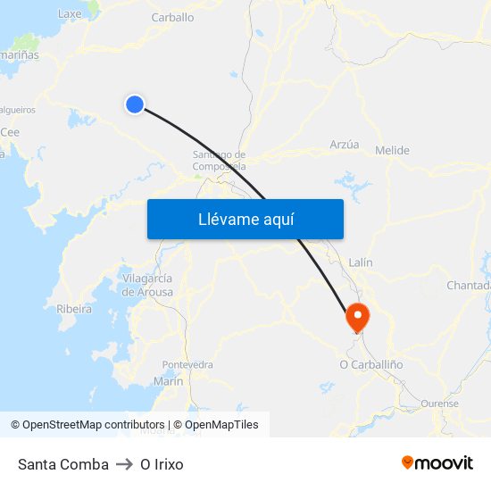 Santa Comba to O Irixo map