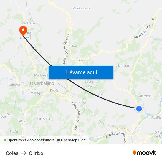 Coles to O Irixo map