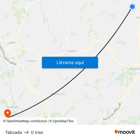 Taboada to O Irixo map