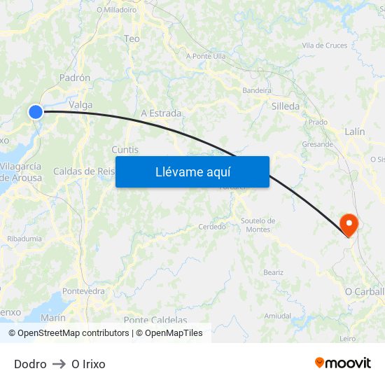 Dodro to O Irixo map