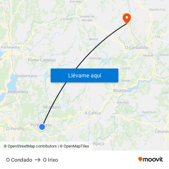 O Condado to O Irixo map