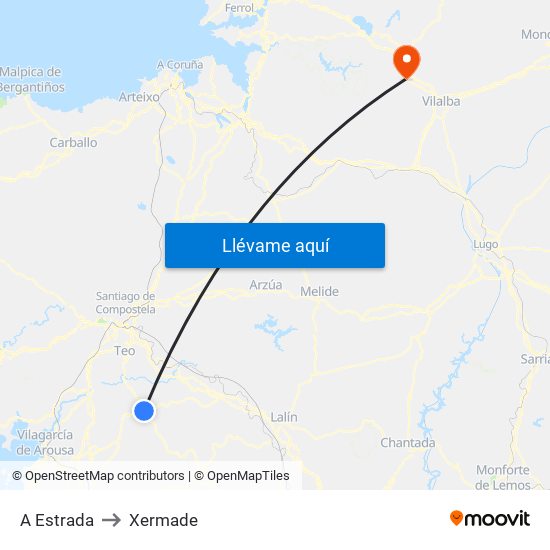 A Estrada to Xermade map