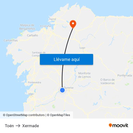 Toén to Xermade map