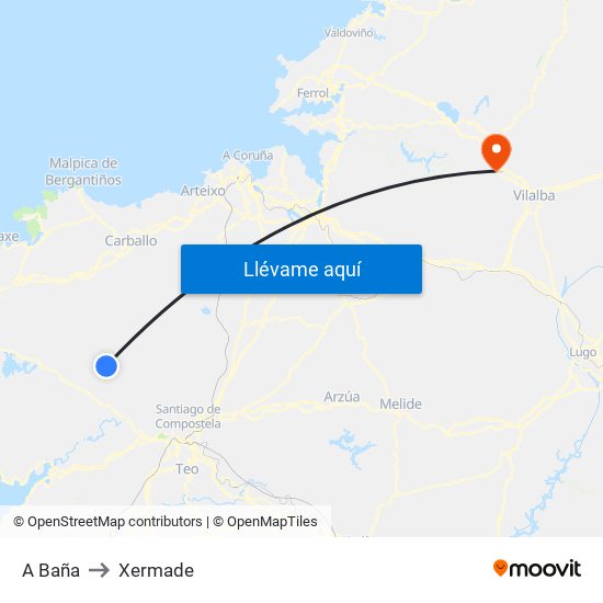 A Baña to Xermade map